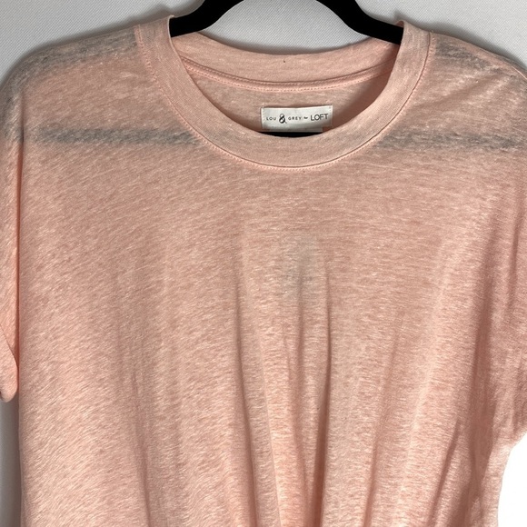 Lou & Grey for Loft peach linen tie front tee size small NWT - Picture 2 of 6